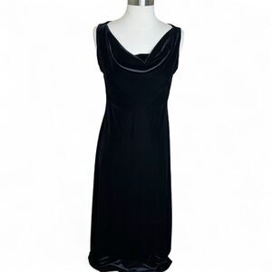 Vintage 90s Black Velvet Cowl Neck Maxi Dress M Hillard & Hanson Whimsigoth Y2K